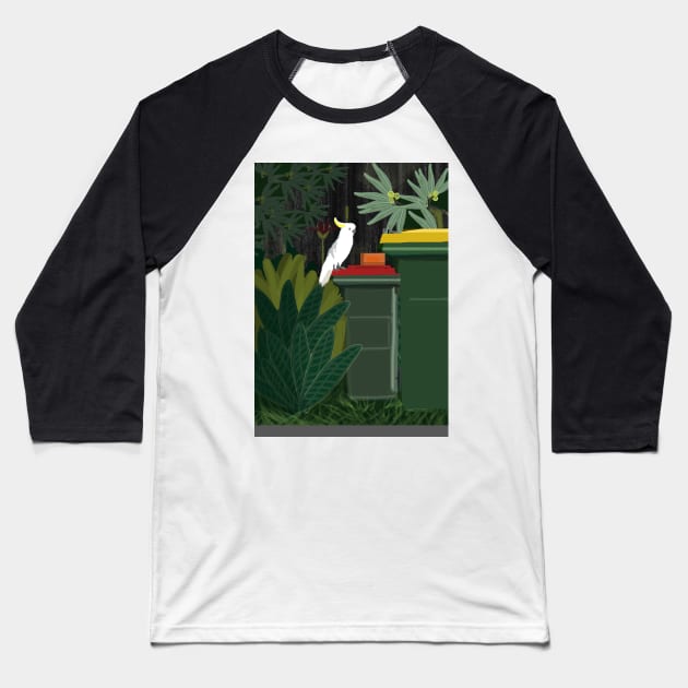 Two Bins Cockatoo Baseball T-Shirt by Donnahuntriss